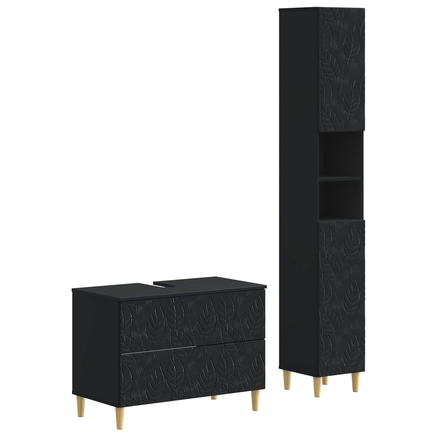 vidaXL 2 Piece Bathroom Cabinet Set DELFT Black Engineered Wood