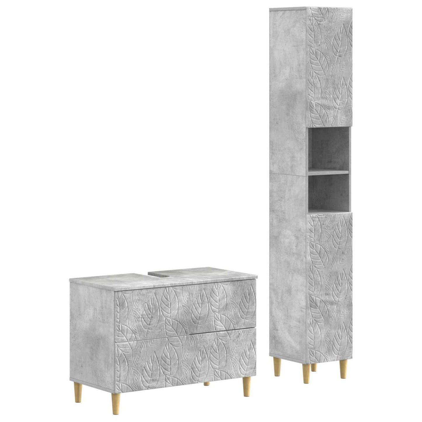 vidaXL 2 Piece Bathroom Cabinet Set DELFT Concrete Grey