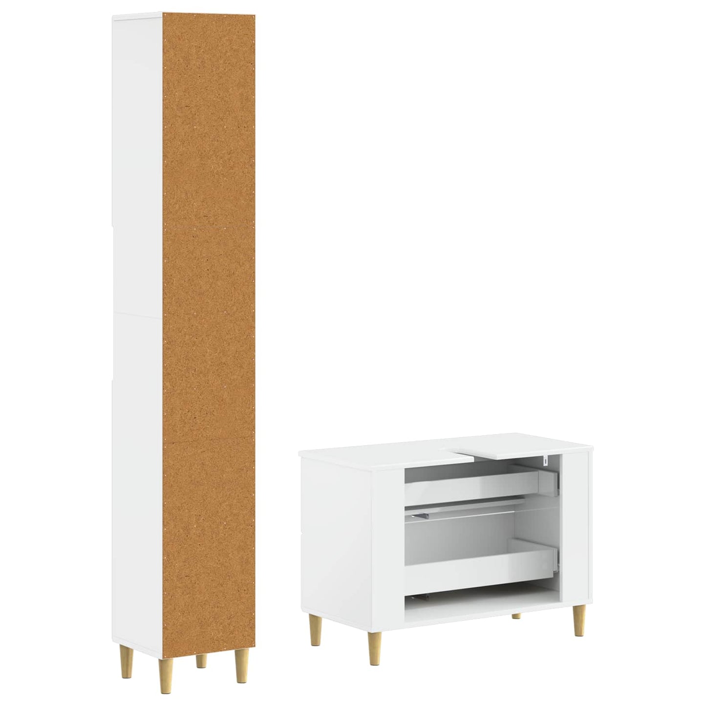vidaXL 2 Piece Bathroom Cabinet Set DELFT High Gloss White