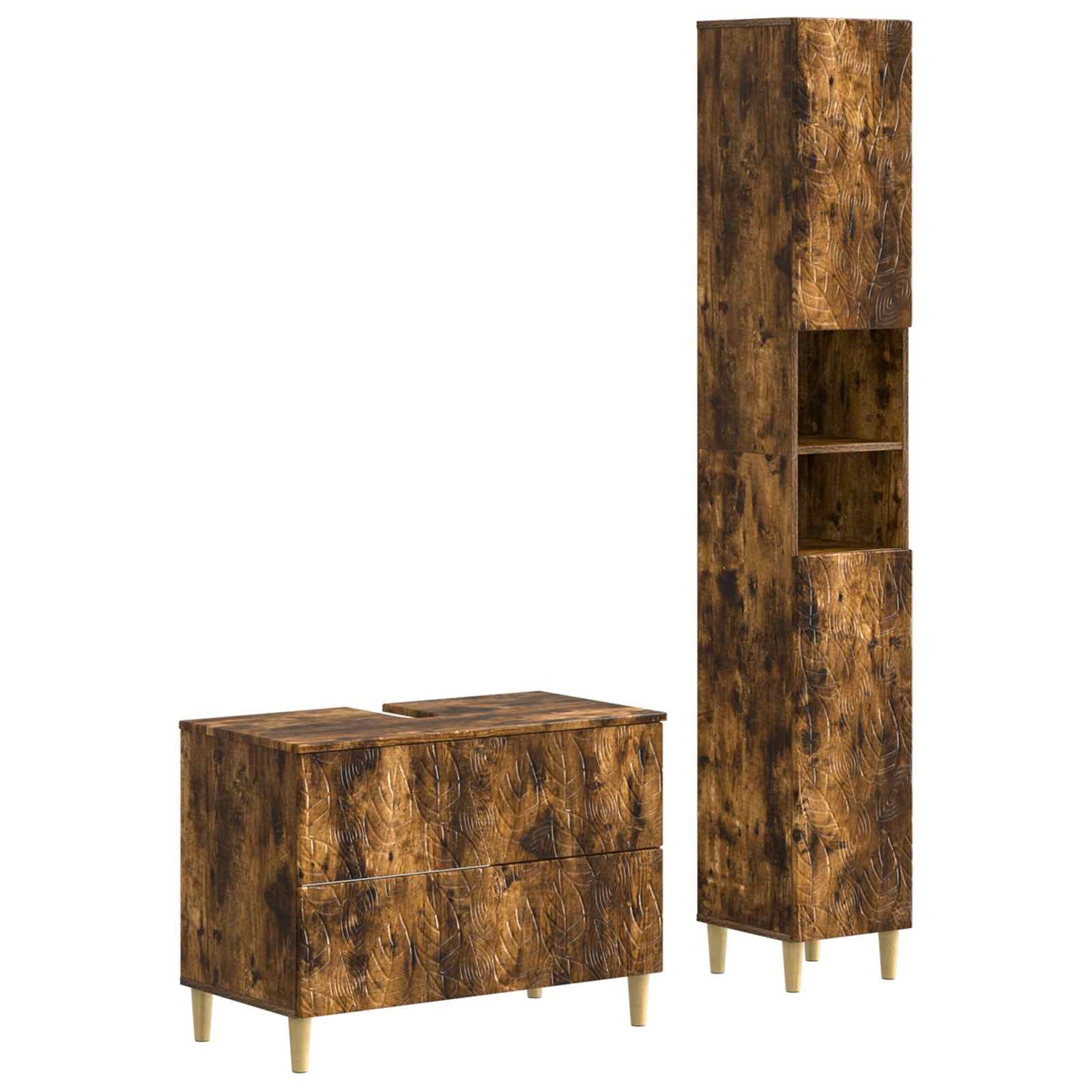 vidaXL 2 Piece Bathroom Cabinet Set DELFT Smoked Oak Engineered Wood