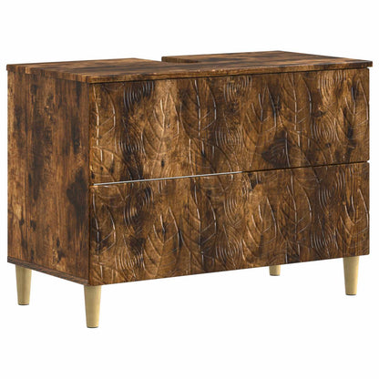 vidaXL 2 Piece Bathroom Cabinet Set DELFT Smoked Oak Engineered Wood