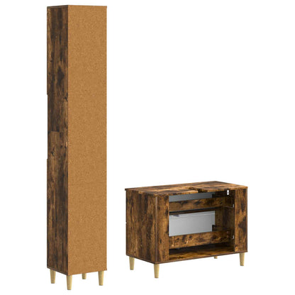 vidaXL 2 Piece Bathroom Cabinet Set DELFT Smoked Oak Engineered Wood