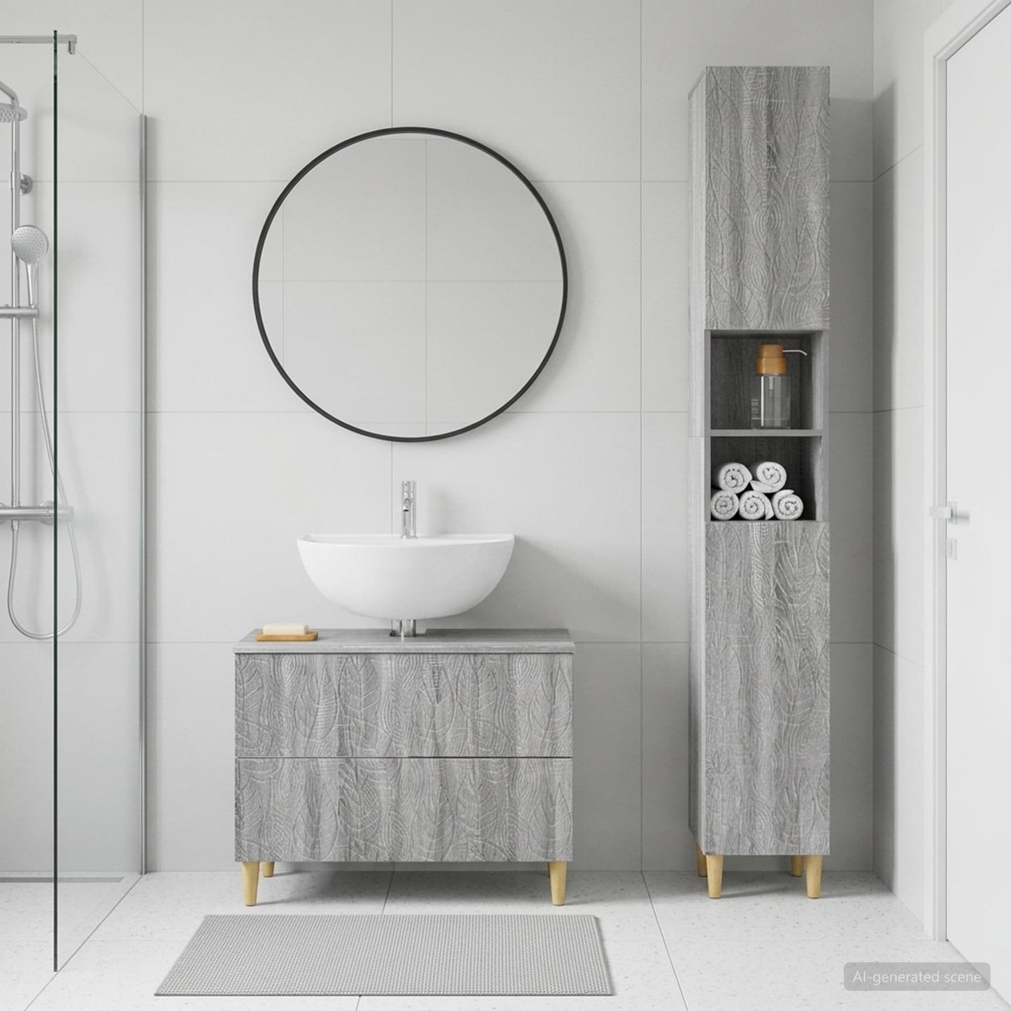 vidaXL 2 Piece Bathroom Cabinet Set DELFT Grey Sonoma Engineered Wood