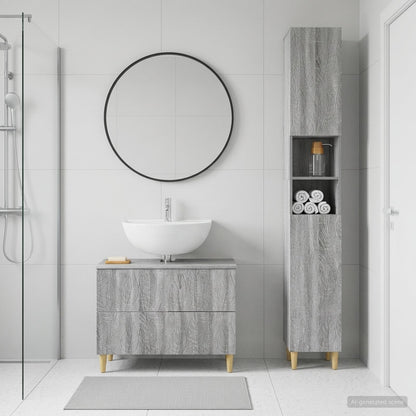 vidaXL 2 Piece Bathroom Cabinet Set DELFT Grey Sonoma Engineered Wood