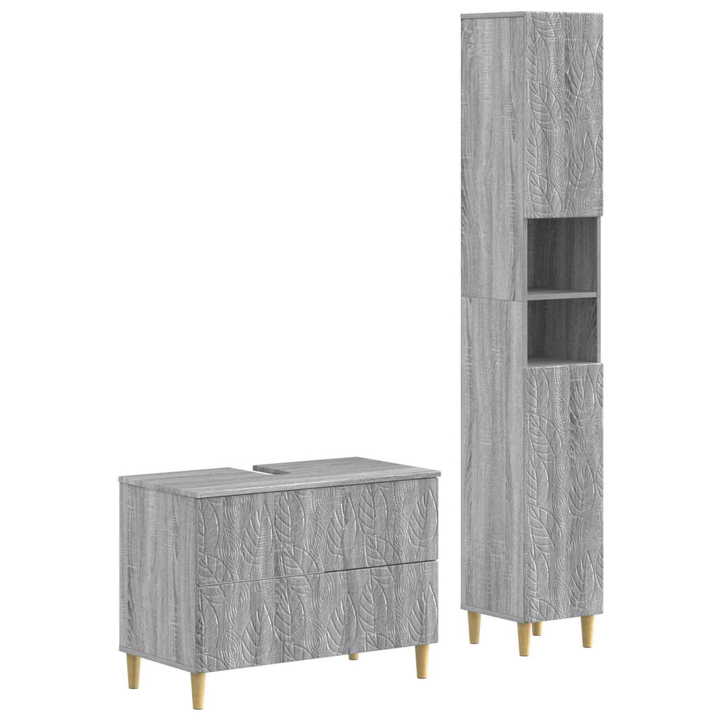 vidaXL 2 Piece Bathroom Cabinet Set DELFT Grey Sonoma Engineered Wood