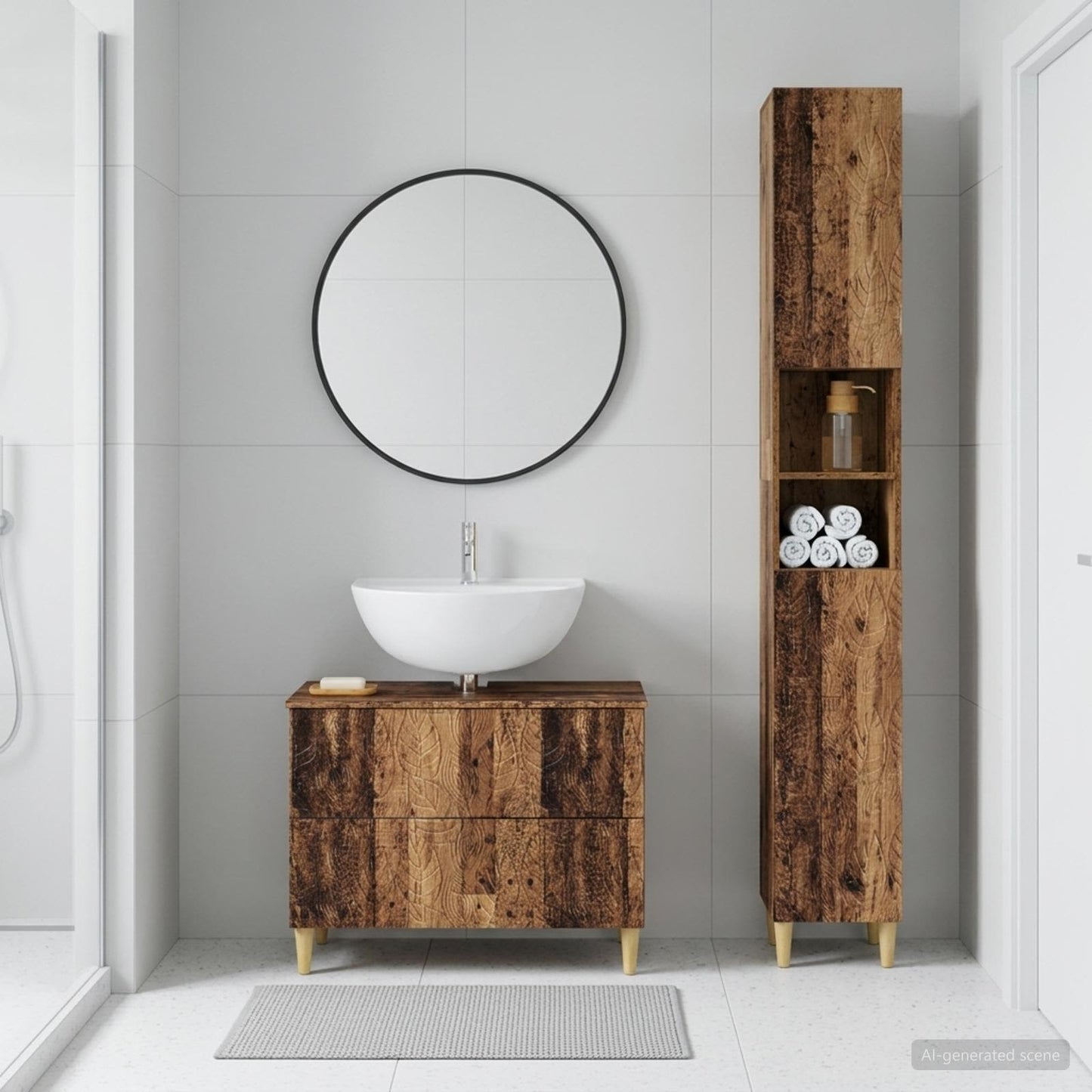 vidaXL 2 Piece Bathroom Cabinet Set DELFT Old Wood Engineered Wood