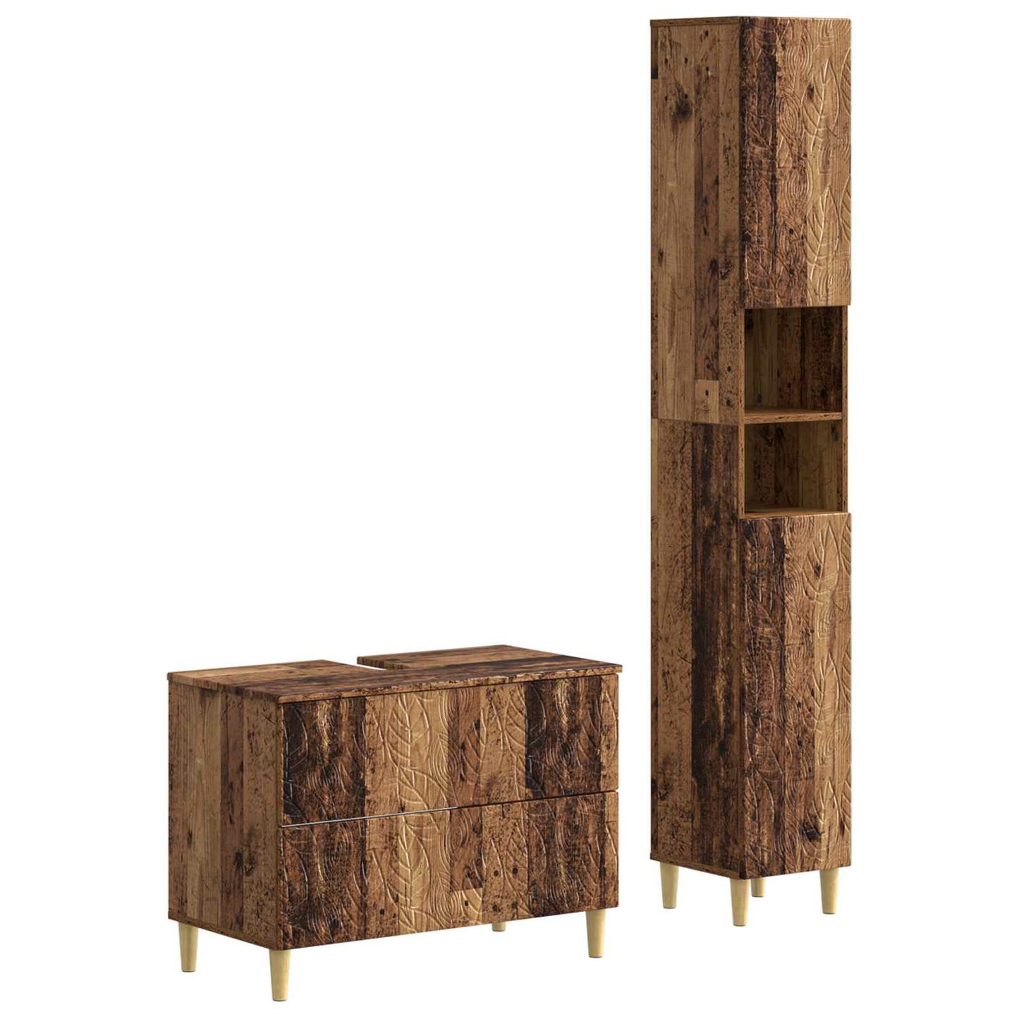 vidaXL 2 Piece Bathroom Cabinet Set DELFT Old Wood Engineered Wood