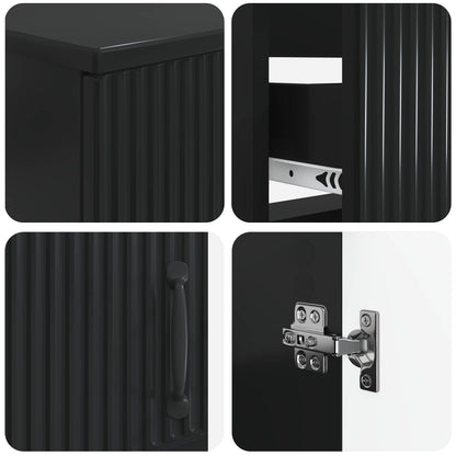vidaXL 2 Piece Bathroom Cabinet Set HOORN Black Engineered Wood