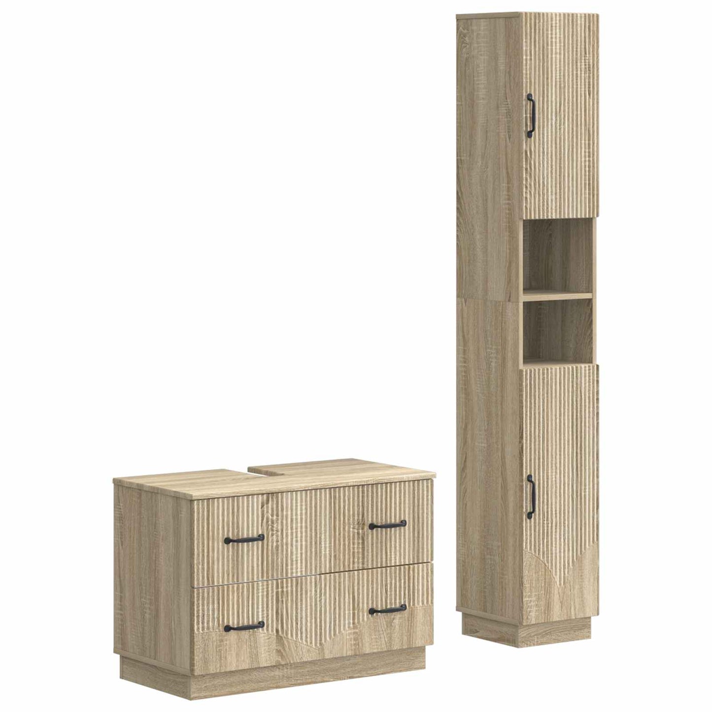 vidaXL 2 Piece Bathroom Cabinet Set HOORN Sonoma Oak Engineered Wood