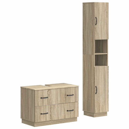 vidaXL 2 Piece Bathroom Cabinet Set HOORN Sonoma Oak Engineered Wood