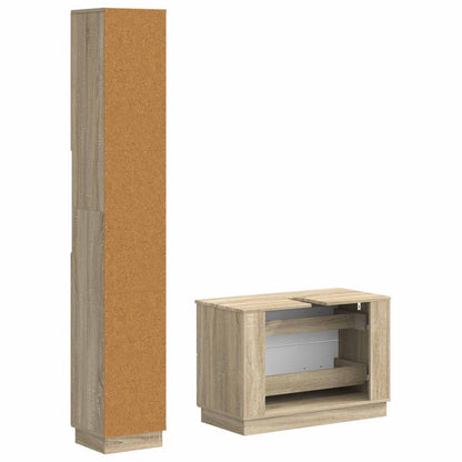 vidaXL 2 Piece Bathroom Cabinet Set HOORN Sonoma Oak Engineered Wood