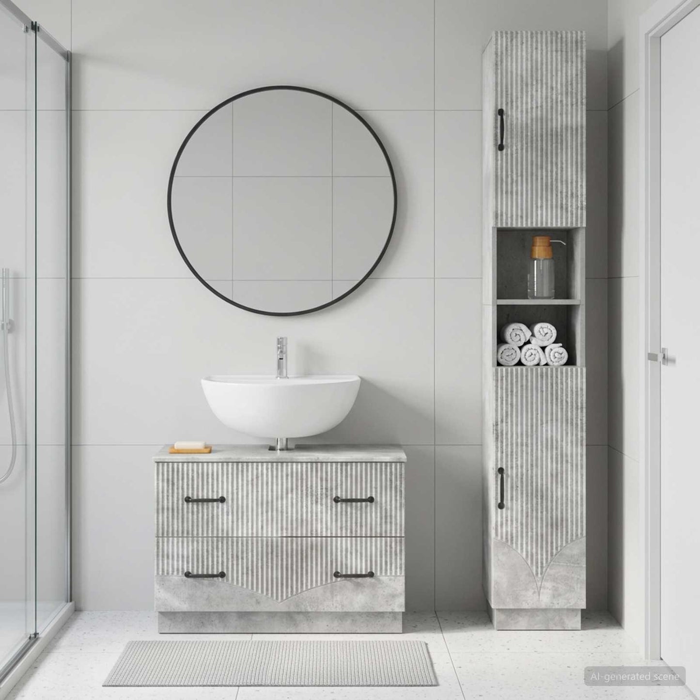 vidaXL 2 Piece Bathroom Cabinet Set HOORN Concrete Grey