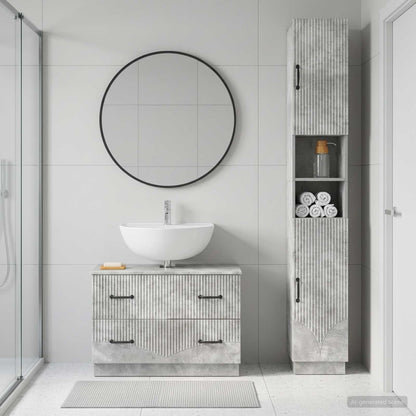 vidaXL 2 Piece Bathroom Cabinet Set HOORN Concrete Grey