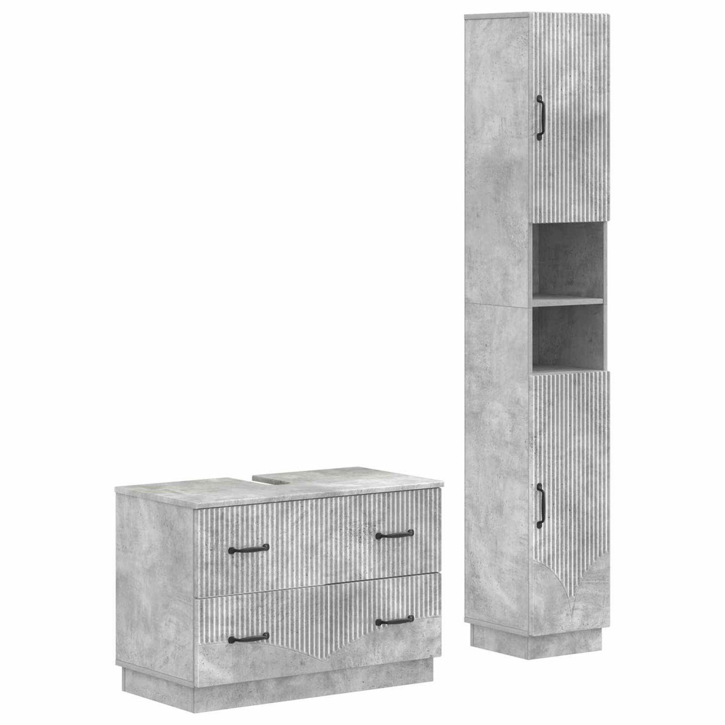 vidaXL 2 Piece Bathroom Cabinet Set HOORN Concrete Grey