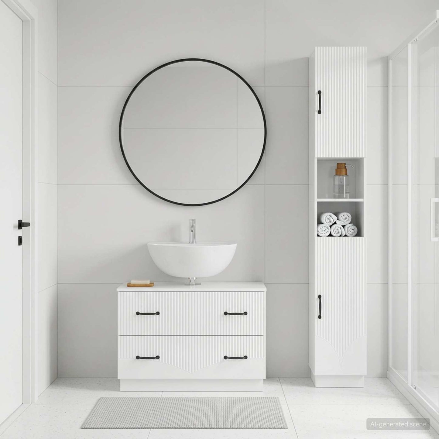 vidaXL 2 Piece Bathroom Cabinet Set HOORN High Gloss White
