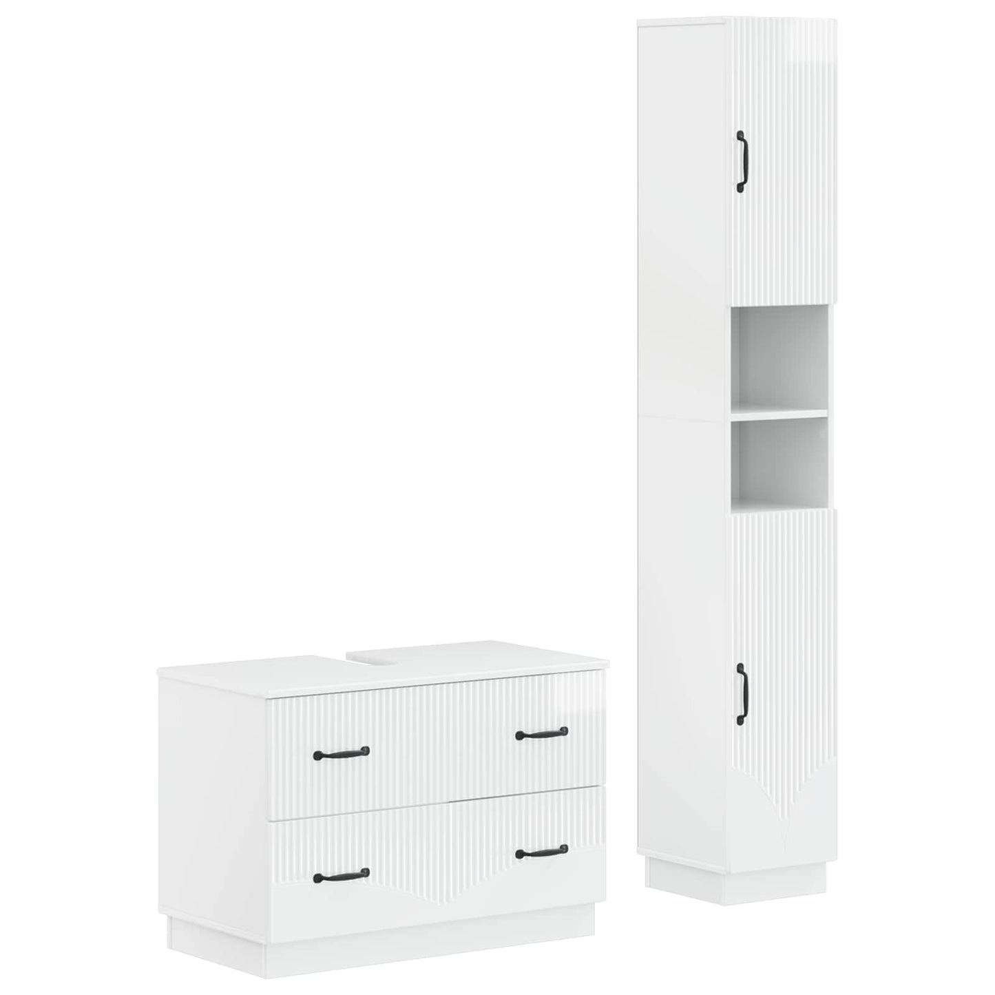 vidaXL 2 Piece Bathroom Cabinet Set HOORN High Gloss White