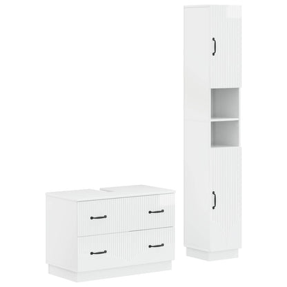 vidaXL 2 Piece Bathroom Cabinet Set HOORN High Gloss White