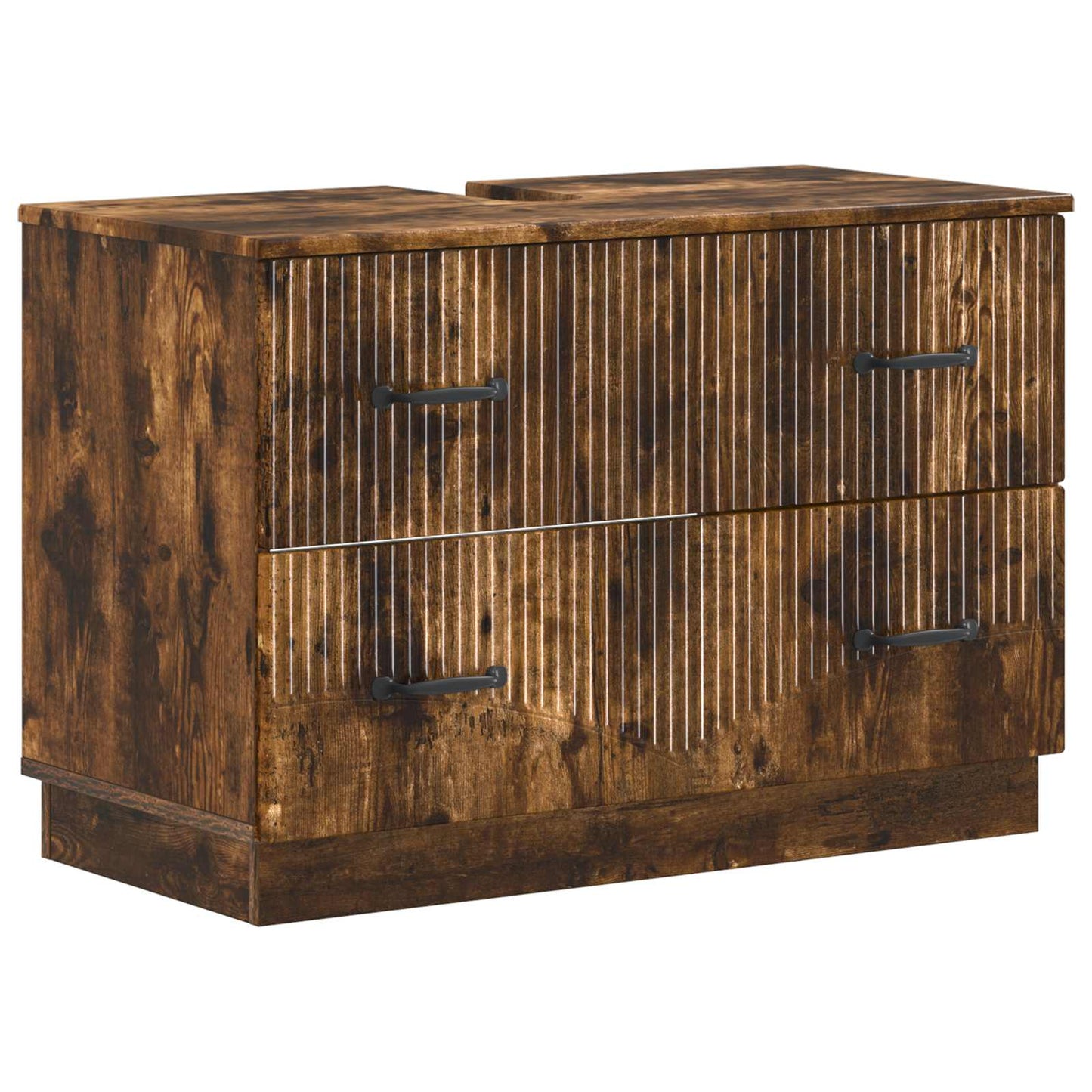 vidaXL 2 Piece Bathroom Cabinet Set HOORN Smoked Oak Engineered Wood