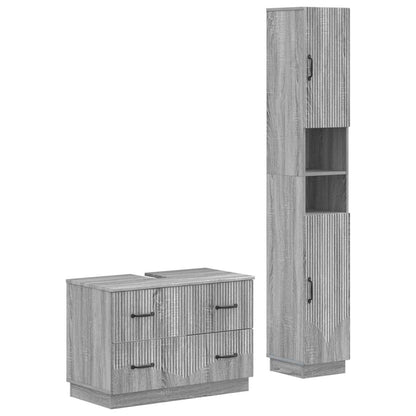 vidaXL 2 Piece Bathroom Cabinet Set HOORN Grey Sonoma Engineered Wood