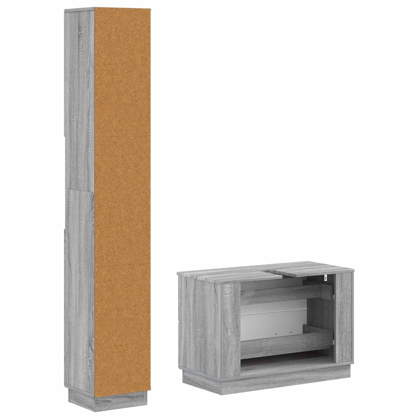 vidaXL 2 Piece Bathroom Cabinet Set HOORN Grey Sonoma Engineered Wood
