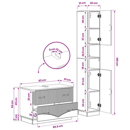 vidaXL 2 Piece Bathroom Cabinet Set HOORN Grey Sonoma Engineered Wood