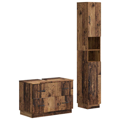 vidaXL 2 Piece Bathroom Cabinet Set HOORN Old Wood Engineered Wood