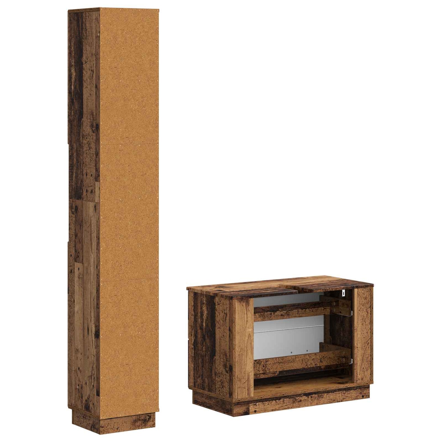 vidaXL 2 Piece Bathroom Cabinet Set HOORN Old Wood Engineered Wood