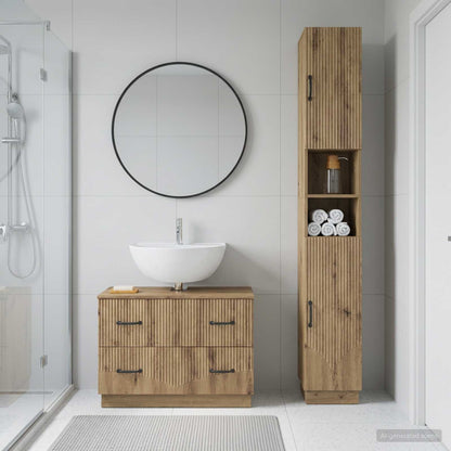 vidaXL 2 Piece Bathroom Cabinet Set HOORN Artisan Oak Engineered Wood