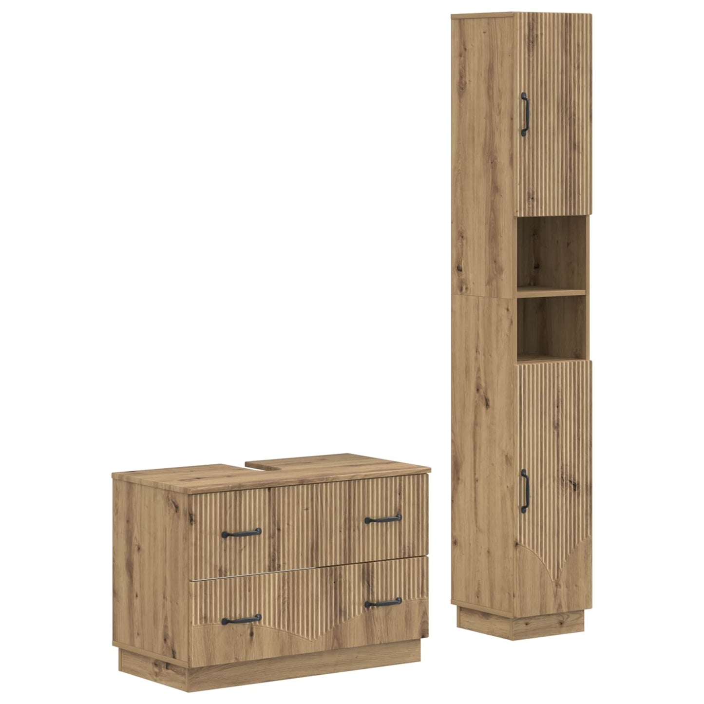 vidaXL 2 Piece Bathroom Cabinet Set HOORN Artisan Oak Engineered Wood