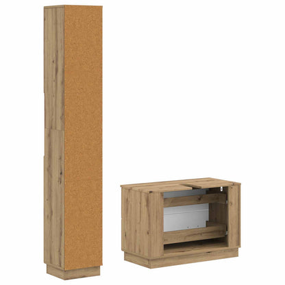 vidaXL 2 Piece Bathroom Cabinet Set HOORN Artisan Oak Engineered Wood
