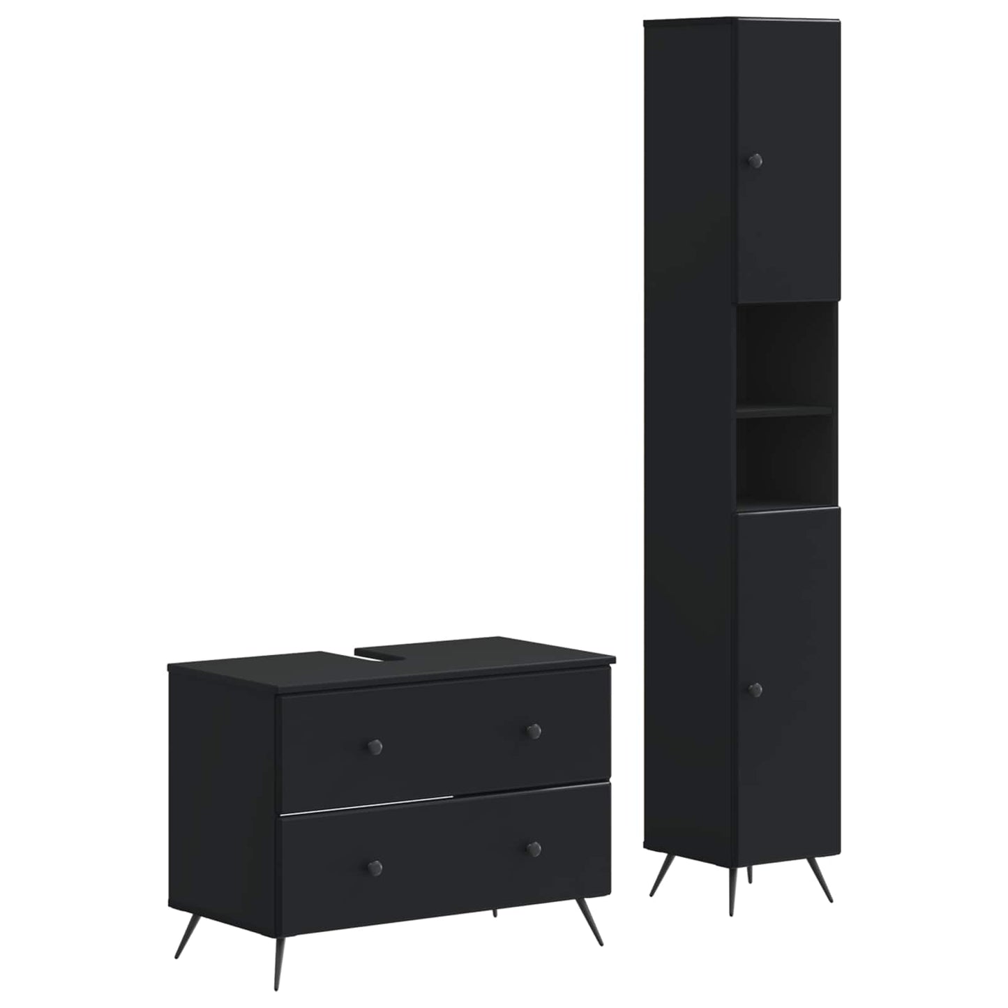 vidaXL 2 Piece Bathroom Cabinet Set BREDA Black Engineered Wood