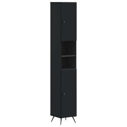 vidaXL 2 Piece Bathroom Cabinet Set BREDA Black Engineered Wood