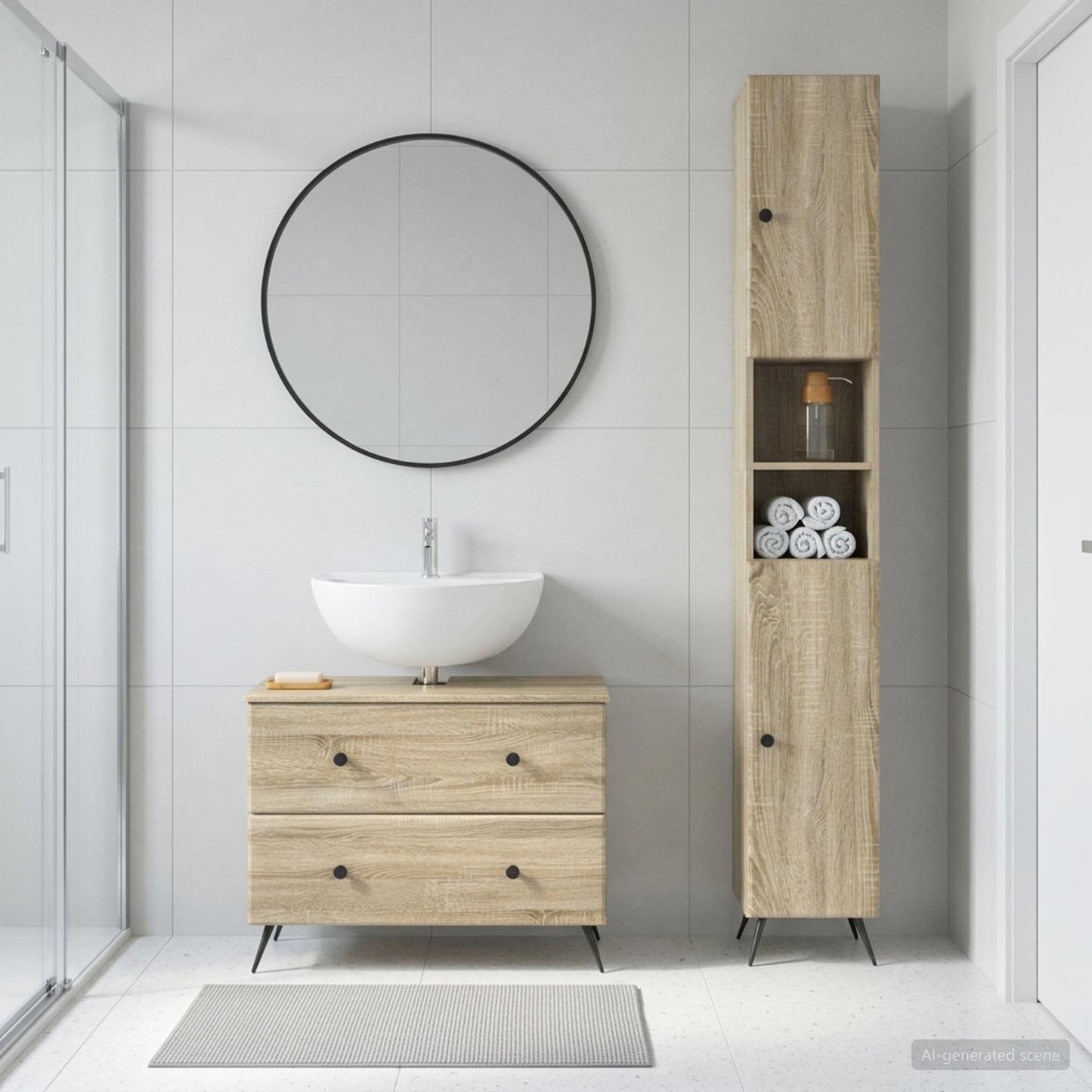 vidaXL 2 Piece Bathroom Cabinet Set BREDA Sonoma Oak Engineered Wood