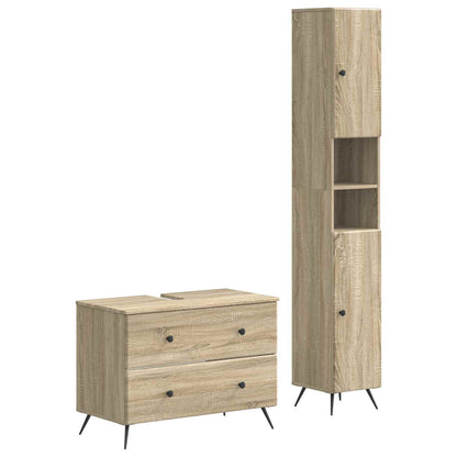 vidaXL 2 Piece Bathroom Cabinet Set BREDA Sonoma Oak Engineered Wood
