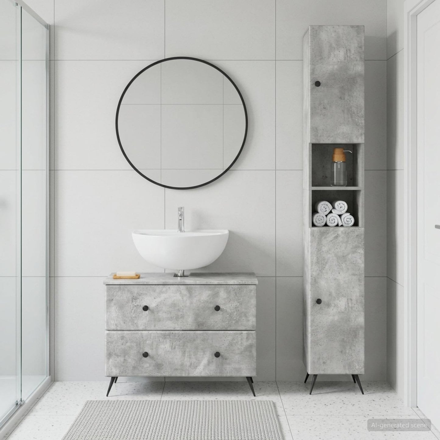 vidaXL 2 Piece Bathroom Cabinet Set BREDA Concrete Grey