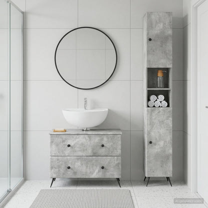 vidaXL 2 Piece Bathroom Cabinet Set BREDA Concrete Grey