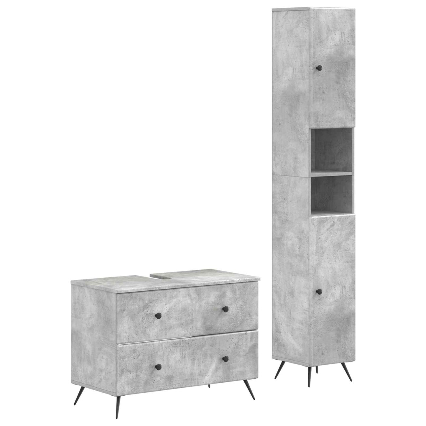 vidaXL 2 Piece Bathroom Cabinet Set BREDA Concrete Grey