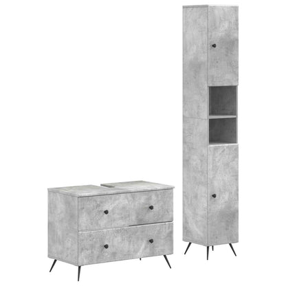 vidaXL 2 Piece Bathroom Cabinet Set BREDA Concrete Grey