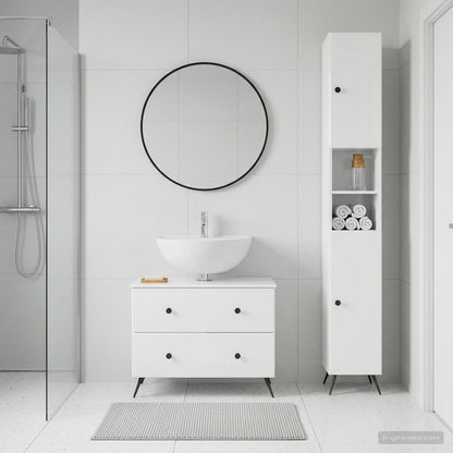 vidaXL 2 Piece Bathroom Cabinet Set BREDA High Gloss White