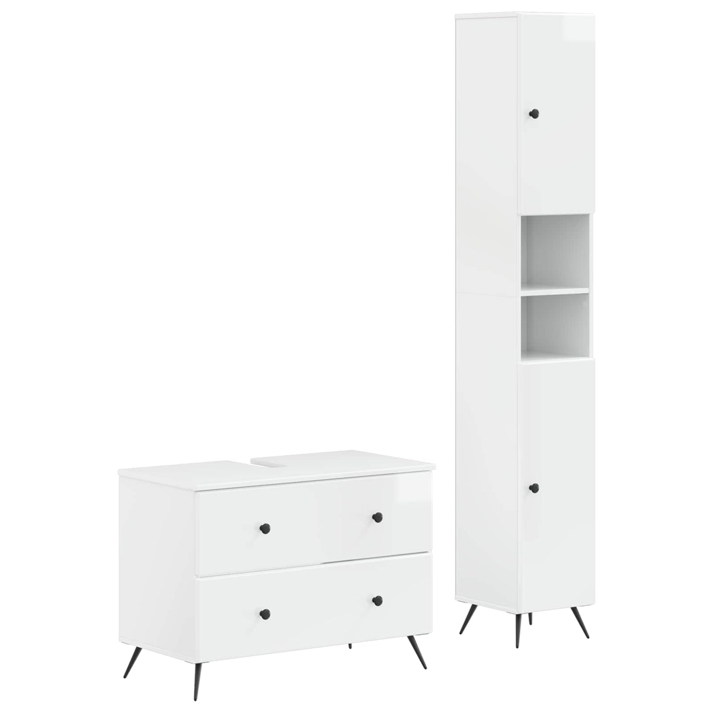 vidaXL 2 Piece Bathroom Cabinet Set BREDA High Gloss White