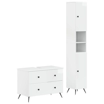 vidaXL 2 Piece Bathroom Cabinet Set BREDA High Gloss White