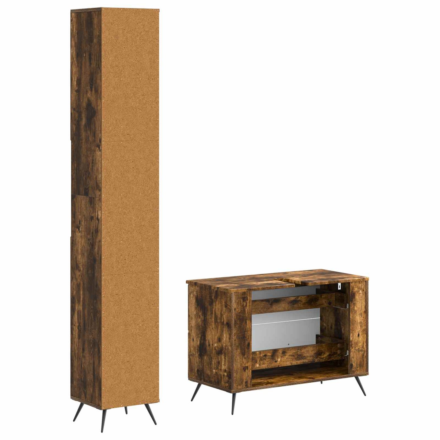 vidaXL 2 Piece Bathroom Cabinet Set BREDA Smoked Oak Engineered Wood