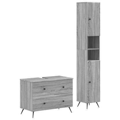 vidaXL 2 Piece Bathroom Cabinet Set BREDA Grey Sonoma Engineered Wood