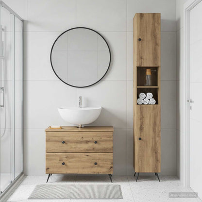 vidaXL 2 Piece Bathroom Cabinet Set BREDA Artisan Oak Engineered Wood
