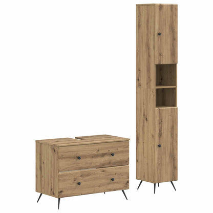 vidaXL 2 Piece Bathroom Cabinet Set BREDA Artisan Oak Engineered Wood