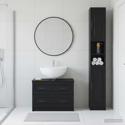 vidaXL 2 Piece Bathroom Cabinet Set UTRECHT Black Engineered Wood