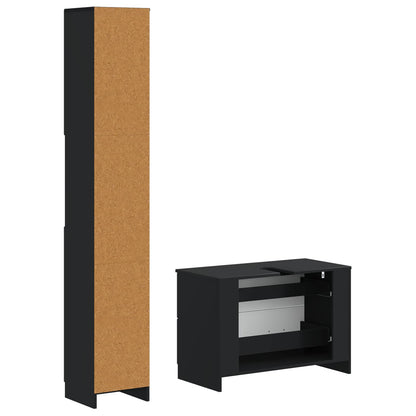 vidaXL 2 Piece Bathroom Cabinet Set UTRECHT Black Engineered Wood
