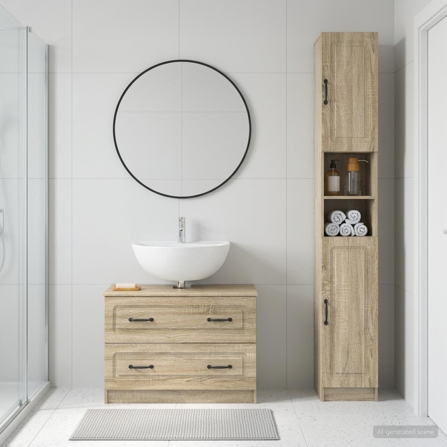 vidaXL 2 Piece Bathroom Cabinet Set UTRECHT Sonoma Oak Engineered Wood