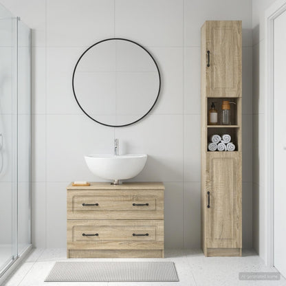 vidaXL 2 Piece Bathroom Cabinet Set UTRECHT Sonoma Oak Engineered Wood