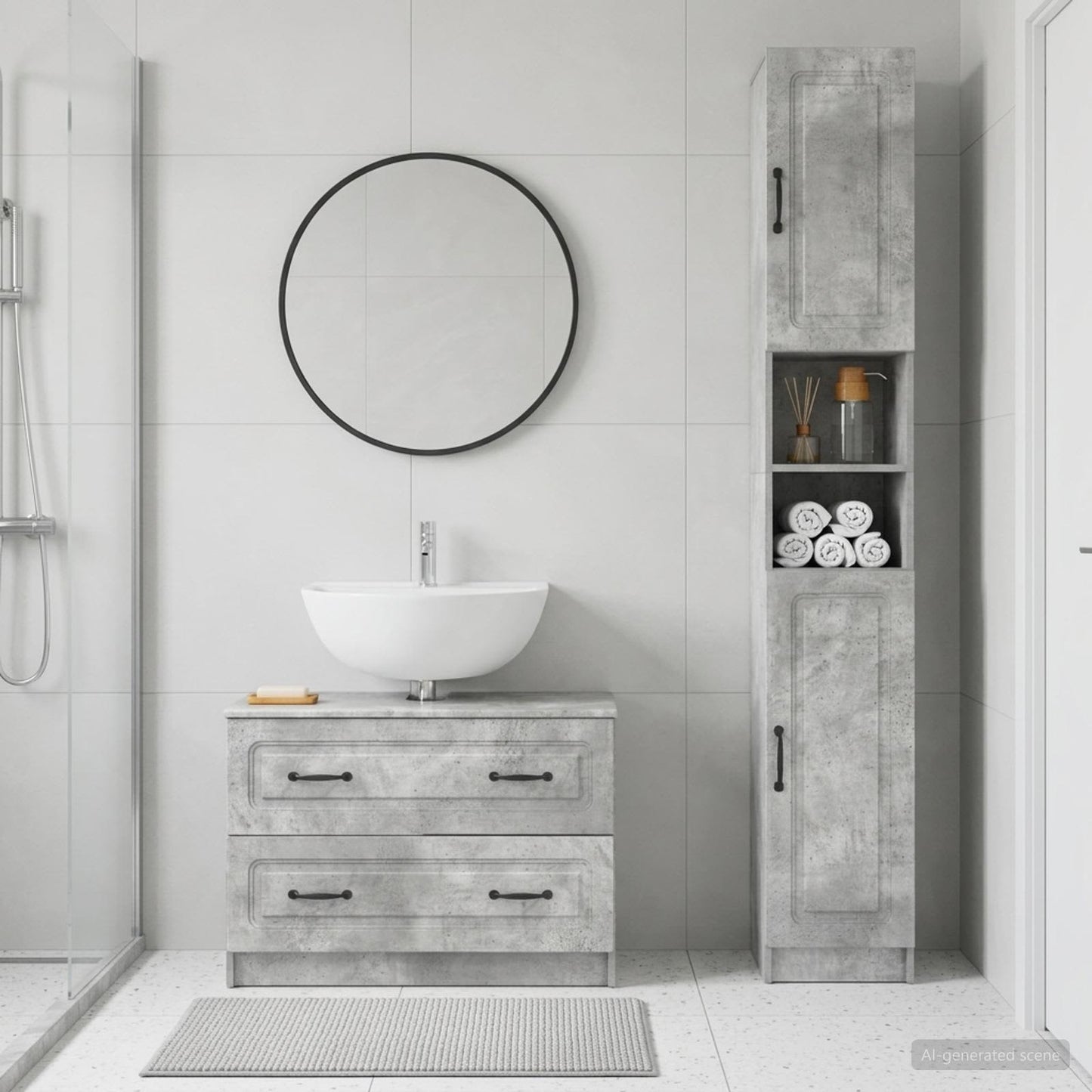 vidaXL 2 Piece Bathroom Cabinet Set UTRECHT Concrete Grey